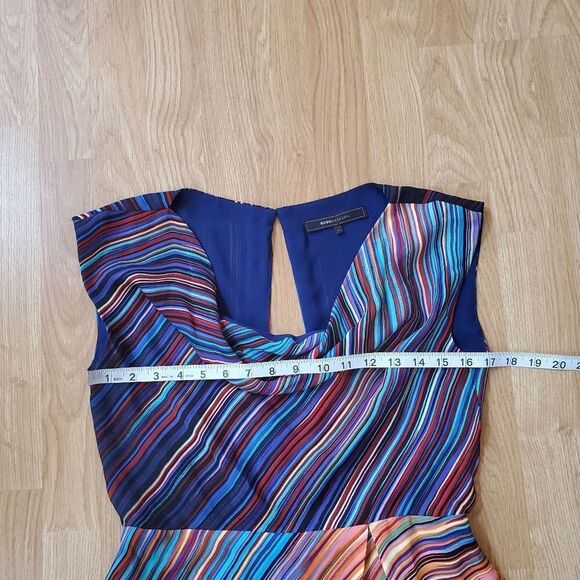 ✨ BCBG ✨ 100% Silk Cowl Neck Striped Asymmetrical Hem Dress - [Size 4] - Picture 9 of 12